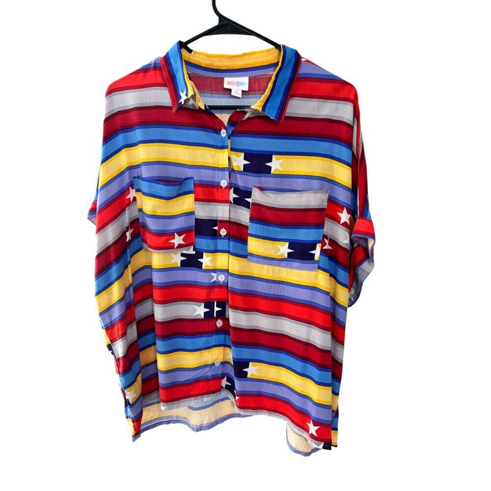 LuLaRoe Amy's Women's Button-Down Stars and Stripes Pattern Top